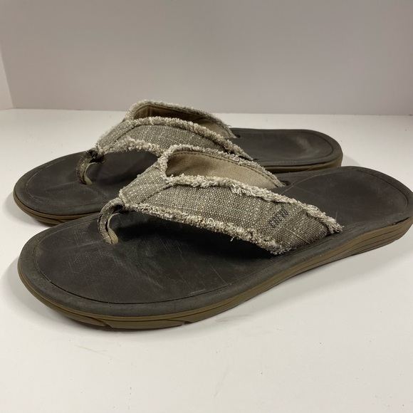 Crevo Olive Raw Edge Flip Flops Men’s Size 10 - Picture 1 of 9